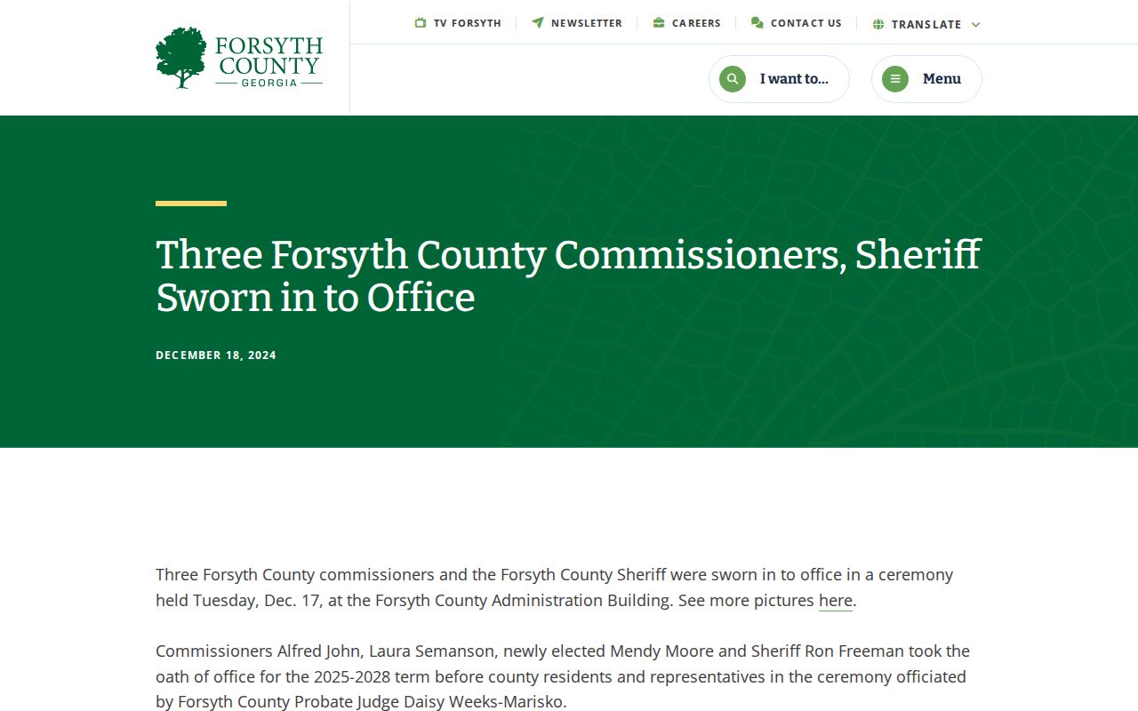 Forsyth County sheriff arrest and jail responsibilities
