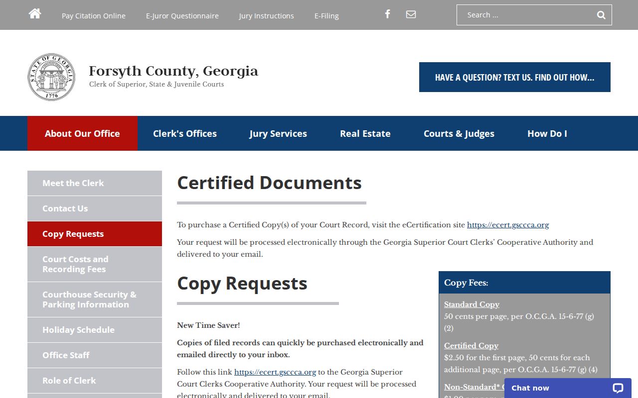 Forsyth County criminal court case copy request options