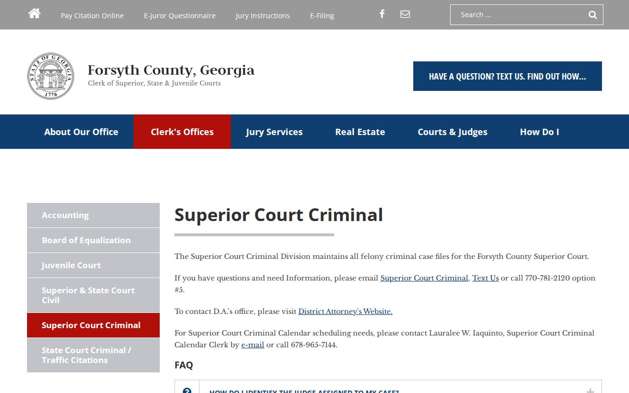 Forsyth County Superior Court criminal records office