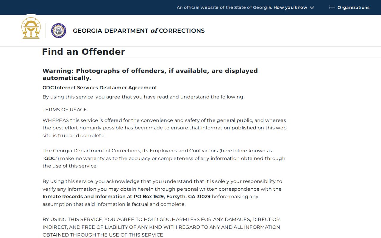 Forsyth County criminal history GDC offender search