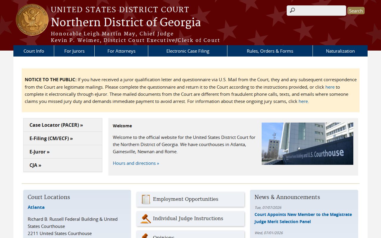 Forsyth County criminal history Northern District federal court